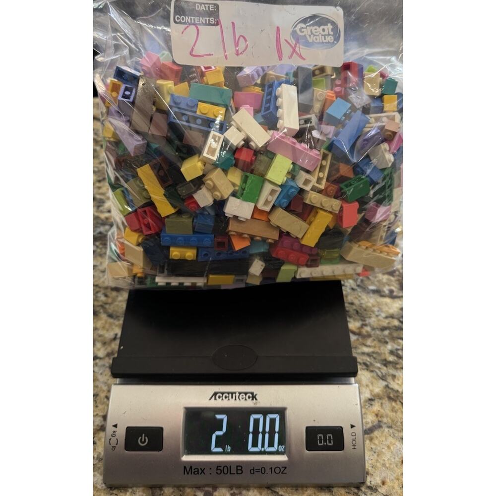 2 POUNDS Assorted 1x-wide Long Lego Bricks Lot: 1x-wide pieces only